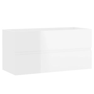 vidaXL Sink Cabinet with Built-in Basin High Gloss White Engineered Wood