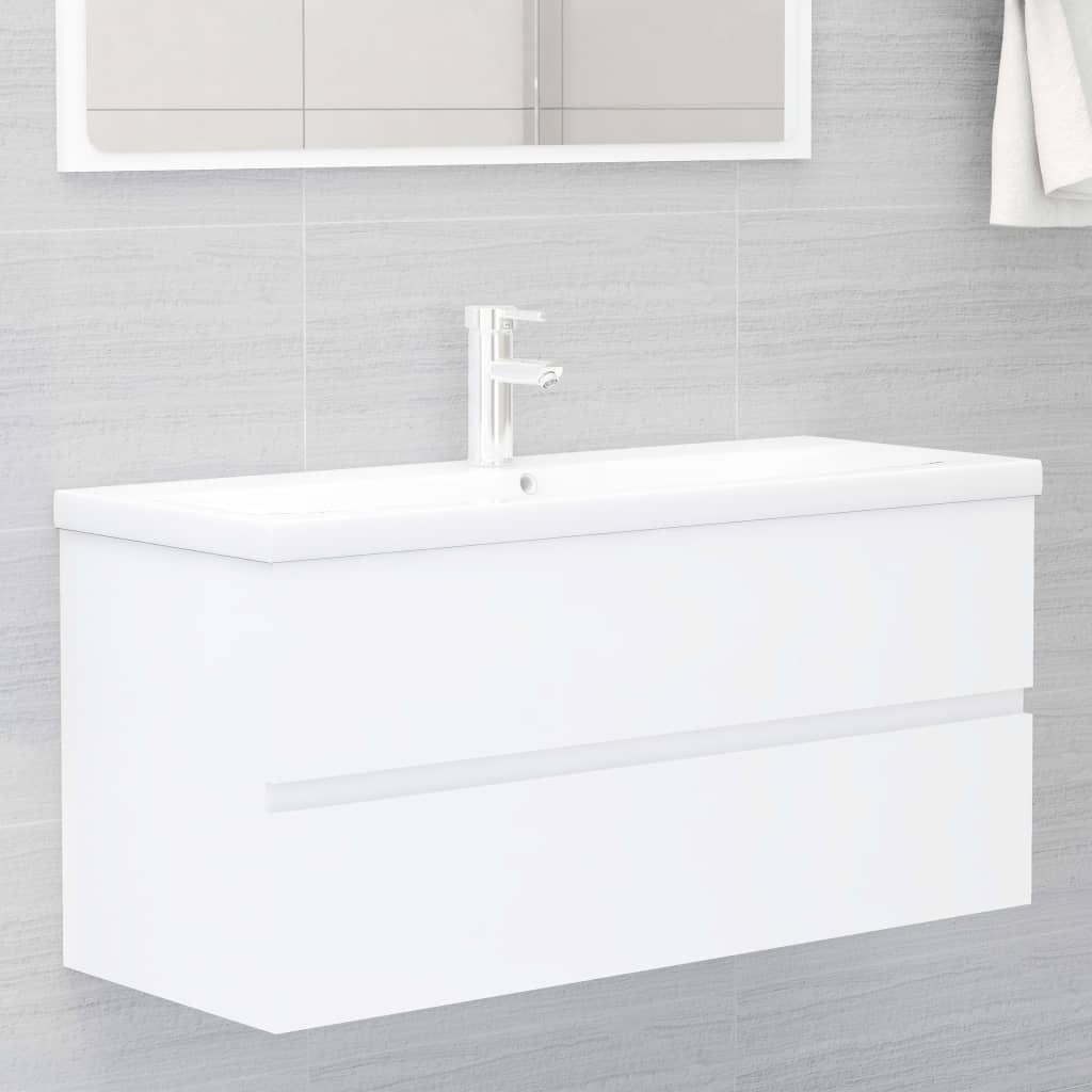 vidaXL Sink Cabinet with Built-in Basin White Engineered Wood