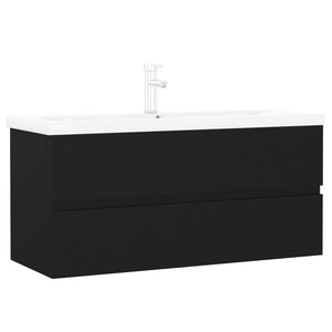 vidaXL Sink Cabinet with Built-in Basin Black Engineered Wood