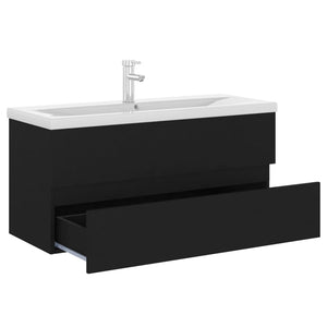 vidaXL Sink Cabinet with Built-in Basin Black Engineered Wood