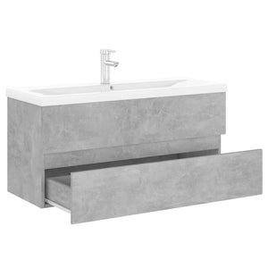 vidaXL Sink Cabinet with Built-in Basin Concrete Grey Engineered Wood