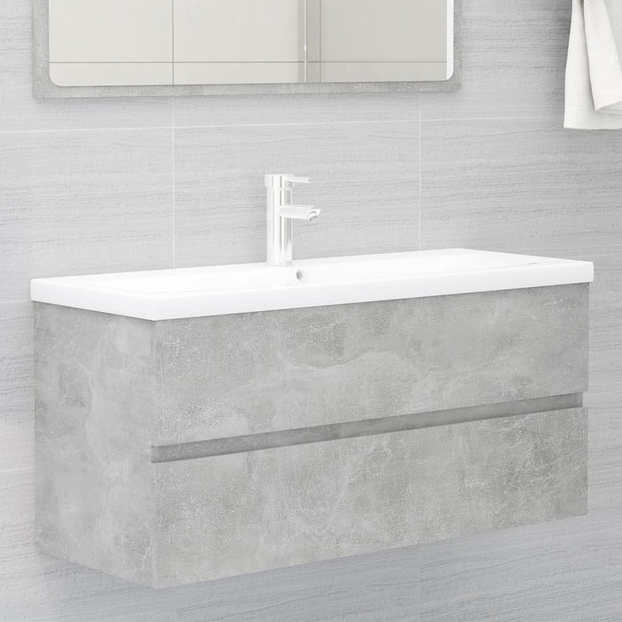 vidaXL Sink Cabinet with Built-in Basin Concrete Grey Engineered Wood