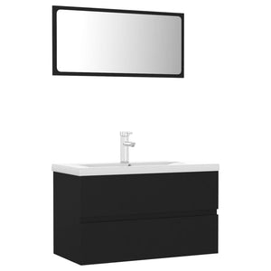 vidaXL Bathroom Furniture Set Black Engineered Wood