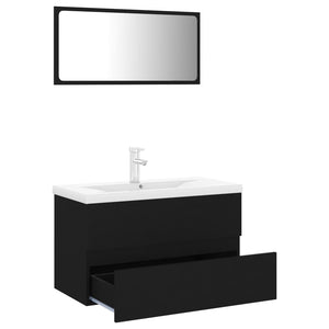 vidaXL Bathroom Furniture Set Black Engineered Wood