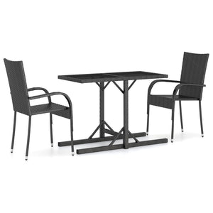 vidaXL 3 Piece Garden Dining Set Black