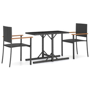 vidaXL 3 Piece Garden Dining Set Black