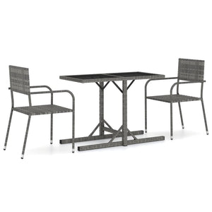 vidaXL 3 Piece Garden Dining Set Grey