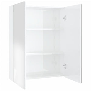 vidaXL Bathroom Mirror Cabinet 60x15x75 cm MDF Shining White