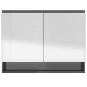 vidaXL Bathroom Mirror Cabinet 80x15x60 cm MDF Shining Grey