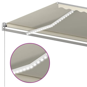 vidaXL Manual Retractable Awning with LED 400x300 cm Cream