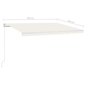 vidaXL Manual Retractable Awning with LED 400x300 cm Cream