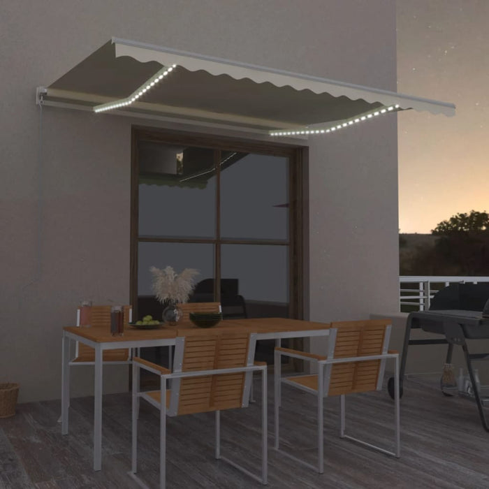 vidaXL Manual Retractable Awning with LED 400x300 cm Cream