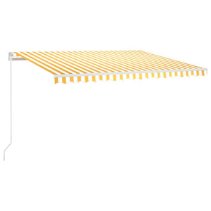 vidaXL Manual Retractable Awning with LED 400x300 cm Yellow and White