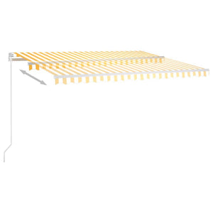 vidaXL Manual Retractable Awning with LED 400x300 cm Yellow and White