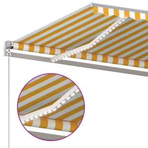 vidaXL Manual Retractable Awning with LED 400x300 cm Yellow and White