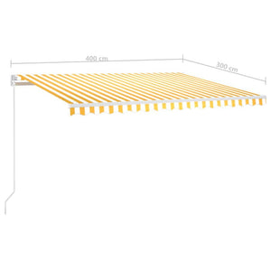 vidaXL Manual Retractable Awning with LED 400x300 cm Yellow and White