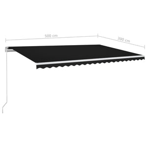 vidaXL Manual Retractable Awning with LED 500x300 cm Anthracite