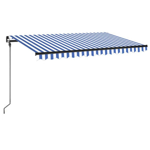 vidaXL Manual Retractable Awning with LED 400x300 cm Blue and White