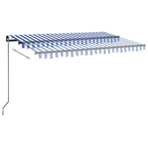 vidaXL Manual Retractable Awning with LED 400x300 cm Blue and White