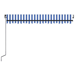 vidaXL Manual Retractable Awning with LED 400x300 cm Blue and White