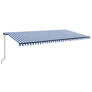 vidaXL Manual Retractable Awning with LED 600x300 cm Blue and White