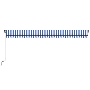 vidaXL Manual Retractable Awning with LED 600x300 cm Blue and White