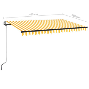 vidaXL Manual Retractable Awning 400x350 cm Yellow and White