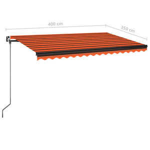 vidaXL Manual Retractable Awning 400x350 cm Orange and Brown