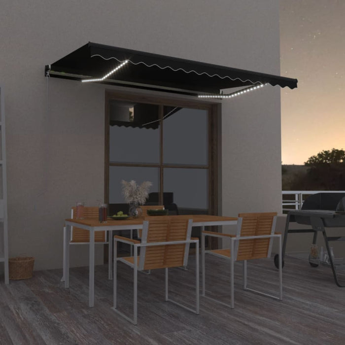 vidaXL Manual Retractable Awning with LED 400x350 cm Anthracite