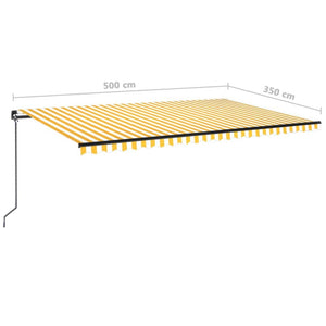 vidaXL Manual Retractable Awning 500x350 cm Yellow and White