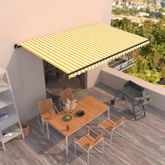 vidaXL Manual Retractable Awning 500x350 cm Yellow and White