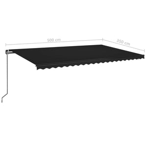 vidaXL Manual Retractable Awning with LED 500x350 cm Anthracite