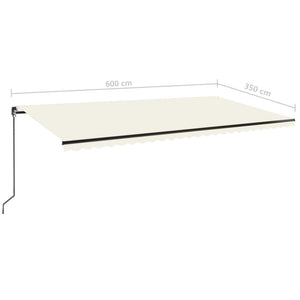 vidaXL Manual Retractable Awning 600x350 cm Cream