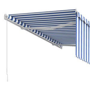 vidaXL Manual Retractable Awning with Blind 3x2.5m Blue&White