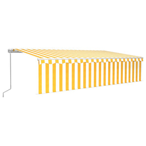 vidaXL Manual Retractable Awning with Blind 6x3m Yellow&White