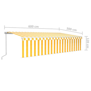 vidaXL Manual Retractable Awning with Blind 6x3m Yellow&White