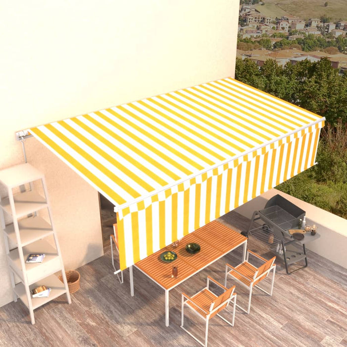 vidaXL Manual Retractable Awning with Blind 6x3m Yellow&White