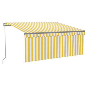 vidaXL Manual Retractable Awning with Blind&LED 3.5x2.5m Yellow&White