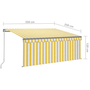 vidaXL Manual Retractable Awning with Blind&LED 3.5x2.5m Yellow&White