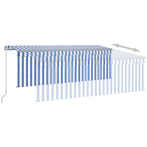 vidaXL Manual Retractable Awning with Blind 4x3m Blue&White