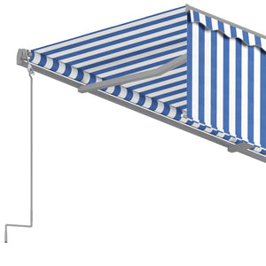 vidaXL Manual Retractable Awning with Blind 4x3m Blue&White