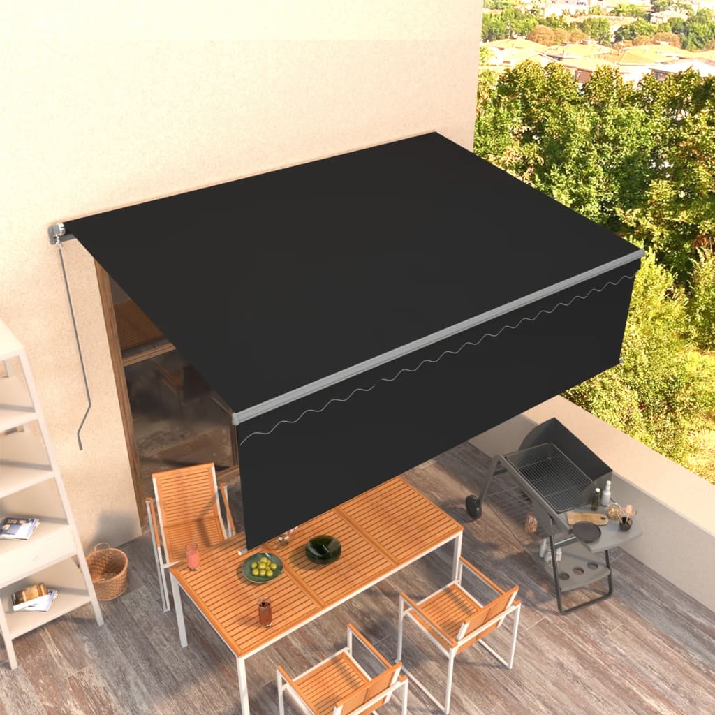 vidaXL Manual Retractable Awning with Blind 4x3m Anthracite