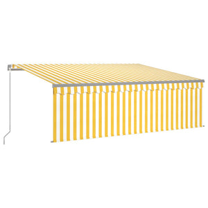 vidaXL Manual Retractable Awning with Blind&LED 4x3m Yellow&White