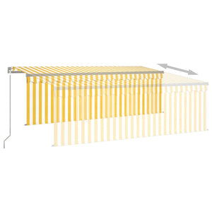 vidaXL Manual Retractable Awning with Blind&LED 4x3m Yellow&White