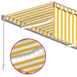 vidaXL Manual Retractable Awning with Blind&LED 4x3m Yellow&White