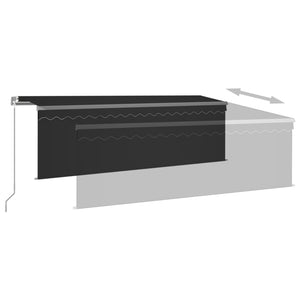 vidaXL Manual Retractable Awning with Blind&LED 4x3m Anthracite