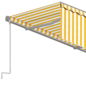 vidaXL Manual Retractable Awning with Blind 4.5x3m Yellow&White