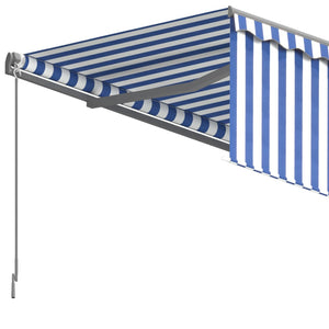 vidaXL Manual Retractable Awning with Blind 5x3m Blue&White