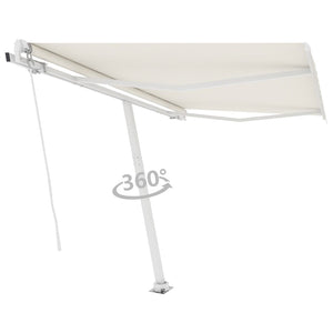 vidaXL Freestanding Manual Retractable Awning 300x250 cm Cream