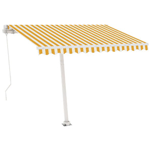 vidaXL Freestanding Manual Retractable Awning 300x250 cm Yellow/White